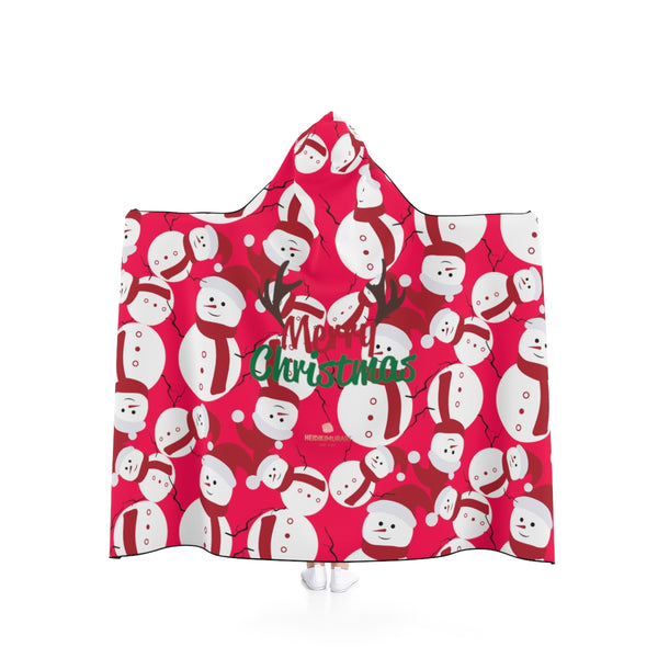 Red Festive Lightweight Christmas Red Snowman Holiday Party Hooded Blanket-Hooded Blanket-50x40-Heidi Kimura Art LLC