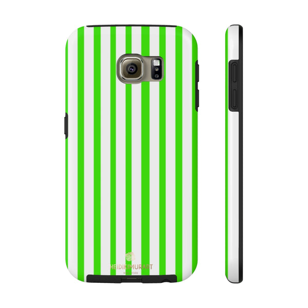 Green White Striped iPhone Case, Modern Case Mate Tough Samsung Galaxy Phone Cases-Phone Case-Printify-Samsung Galaxy S6 Tough-Heidi Kimura Art LLC