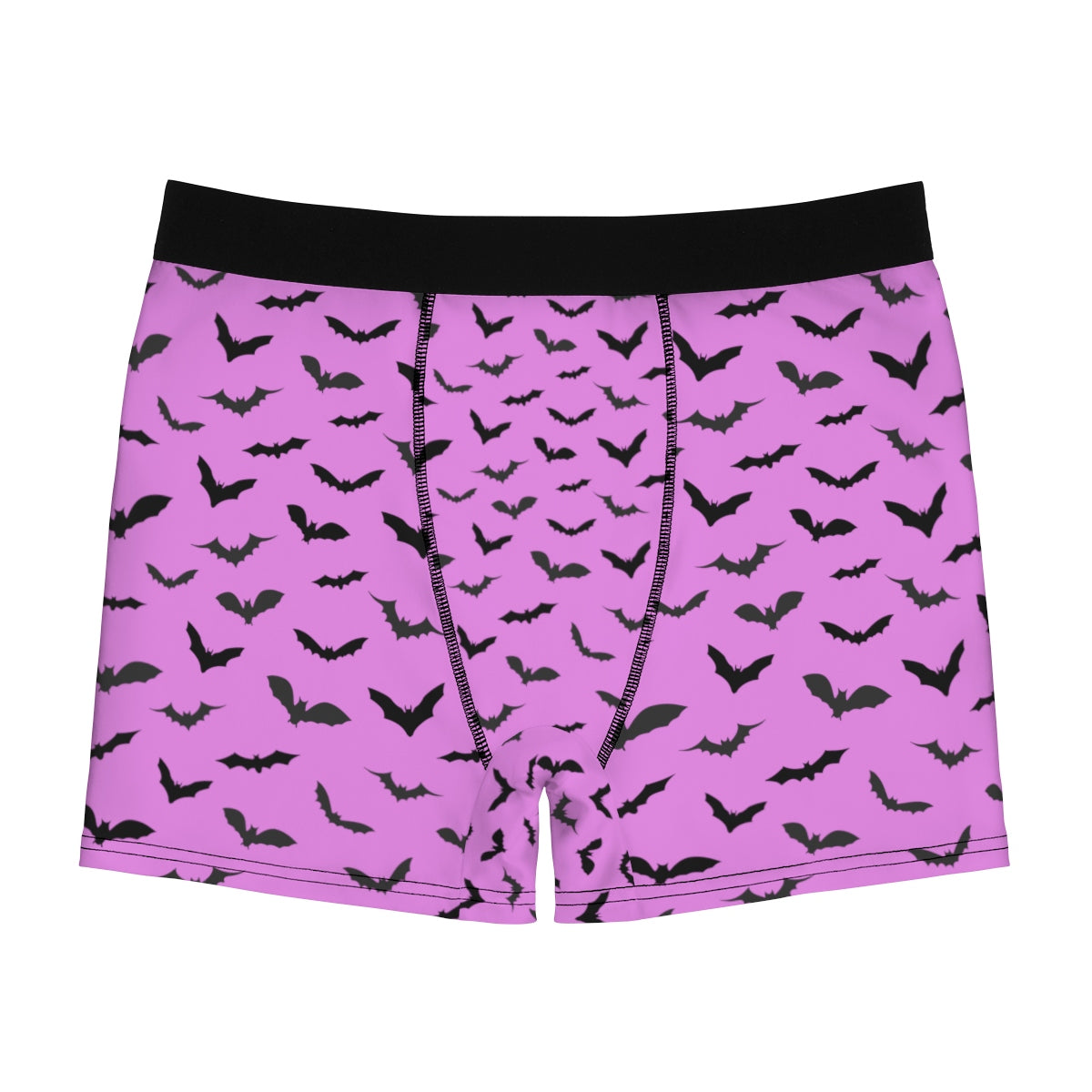 Pink Black Sexy Flying Bats Designer Halloween Gay Men's Boxer Briefs (US Size: XS-3XL)-Men's Underwear-L-Black Seams-Heidi Kimura Art LLC