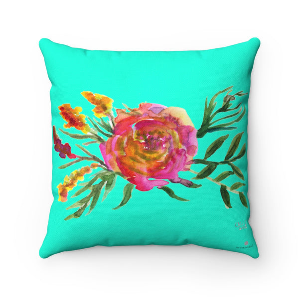 Spring Pink Rose Girlie Floral Wreath Spun Polyester Square Pillow Cover Set-Pillow-Heidi Kimura Art LLC