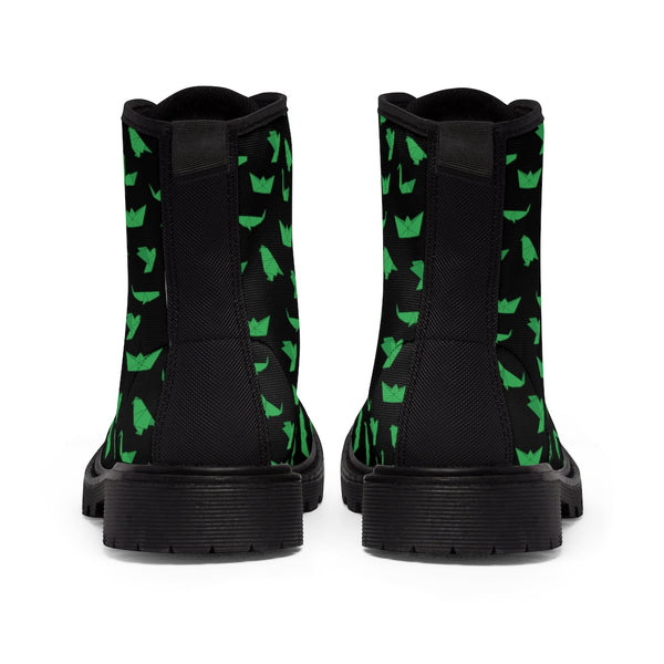 Black Crane Men Hiker Boots, Designer Men's Canvas Water Resistant Boots (US Size: 7-10.5)