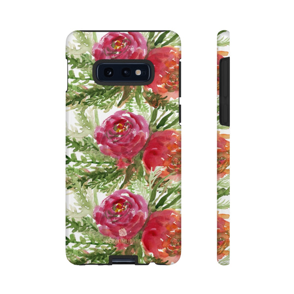 Red Orange Floral Phone Case, Flower Print Tough Designer Phone Case -Made in USA-Phone Case-Printify-Samsung Galaxy S10E-Glossy-Heidi Kimura Art LLC