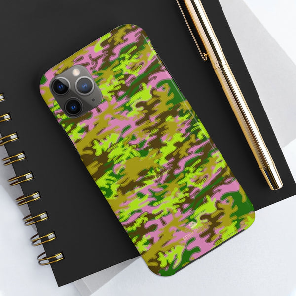 Pink Green Camo iPhone Case, Case Mate Tough Samsung Galaxy Phone Cases-Phone Case-Printify-Heidi Kimura Art LLC