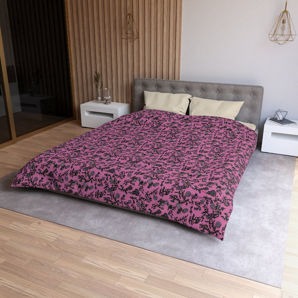 Pink Floral Microfiber Duvet Cover