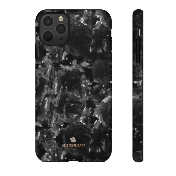 Black Rose Floral Tough Cases, Abstract Print Best Designer Phone Case-Made in USA-Phone Case-Printify-iPhone 11 Pro Max-Glossy-Heidi Kimura Art LLC