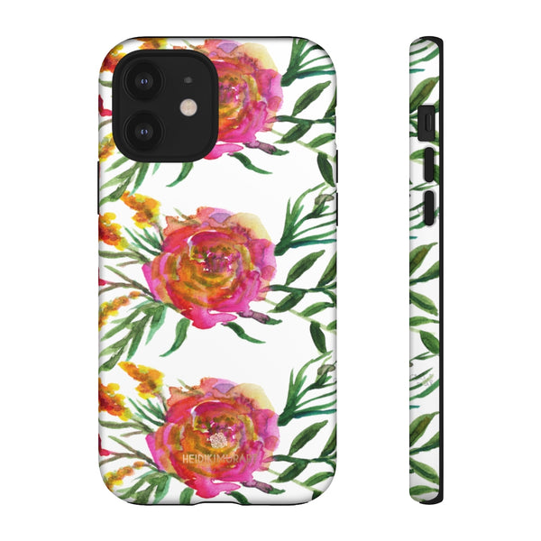 Pink Rose Floral Phone Case, Flower Print Tough Designer Phone Case -Made in USA-Phone Case-Printify-iPhone 12-Matte-Heidi Kimura Art LLC