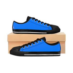 Blue Women's Low Tops, Designer Low Top Women's Sneakers Tennis Running Shoes-Women's Low Top Sneakers-US 10-Heidi Kimura Art LLC