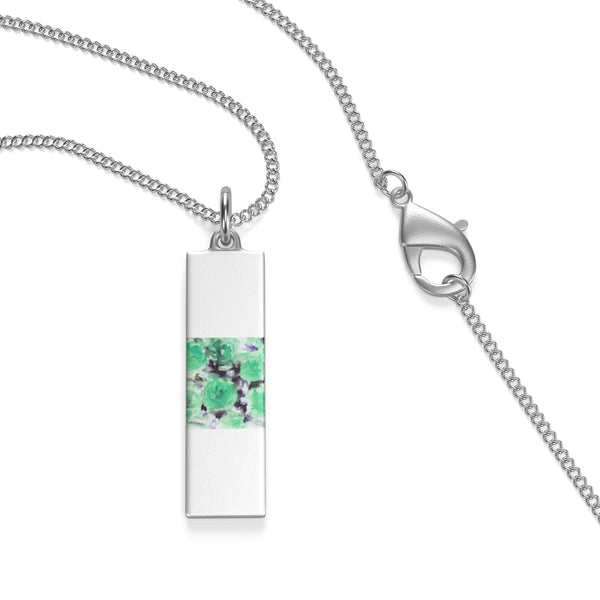 Dreamy Blue Rose Floral Print Single Loop Women's Necklace - Made in USA-Accessories-Silver-30"-laurel-Heidi Kimura Art LLC