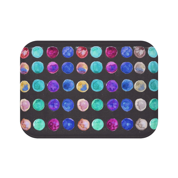 Dark Grey Multi-Colored Polka Dot Best Designer Microfiber Bath Mat - Made in USA-Bath Mat-Small 24x17-Heidi Kimura Art LLC
