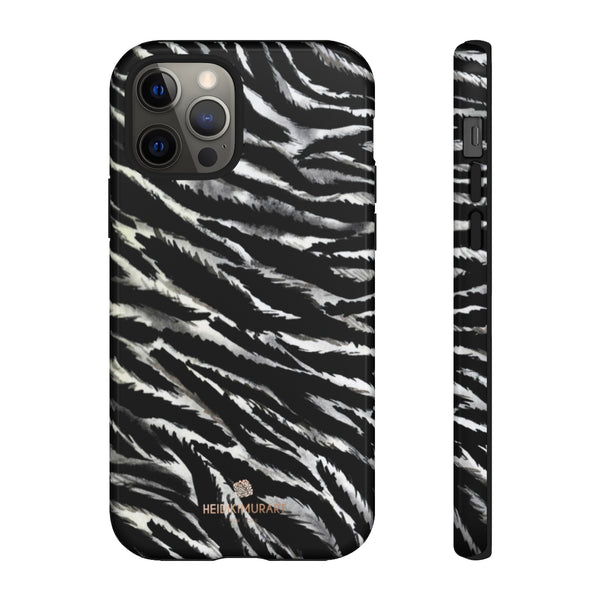 White Tiger Stripe Phone Case, Animal Print Tough Designer Phone Case -Made in USA-Phone Case-Printify-iPhone 12 Pro-Glossy-Heidi Kimura Art LLC