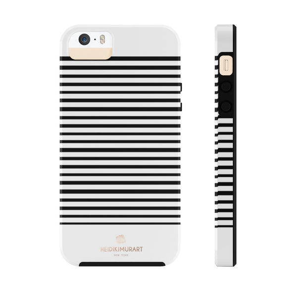 Black White Striped iPhone Case, Case Mate Tough Samsung Galaxy Phone Cases-Phone Case-Printify-iPhone 5/5s/5se Tough-Heidi Kimura Art LLC