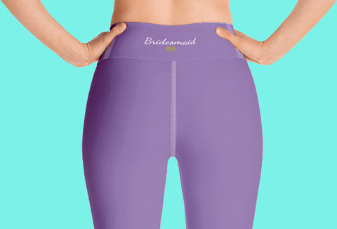 Lavender Pastel Purple Solid Color Bridesmaid Print Yoga Capri Leggings-Made in USA-Capri Yoga Pants-Heidi Kimura Art LLC