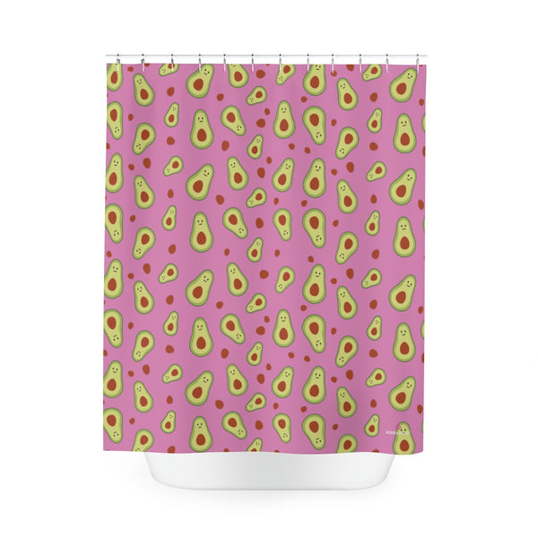 Pink Avocado Polyester Shower Curtain, 71" × 74" Modern Kids or Adults Colorful Best Premium Quality American Style One-Sided Luxury Durable Stylish Unique Interior Bathroom Shower Curtains - Printed in USA