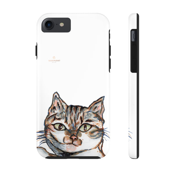 Tabby White Cat Phone Case, Peanut Meow Cat Case Mate Tough Phone Cases-Made in USA - Heidikimurart Limited 