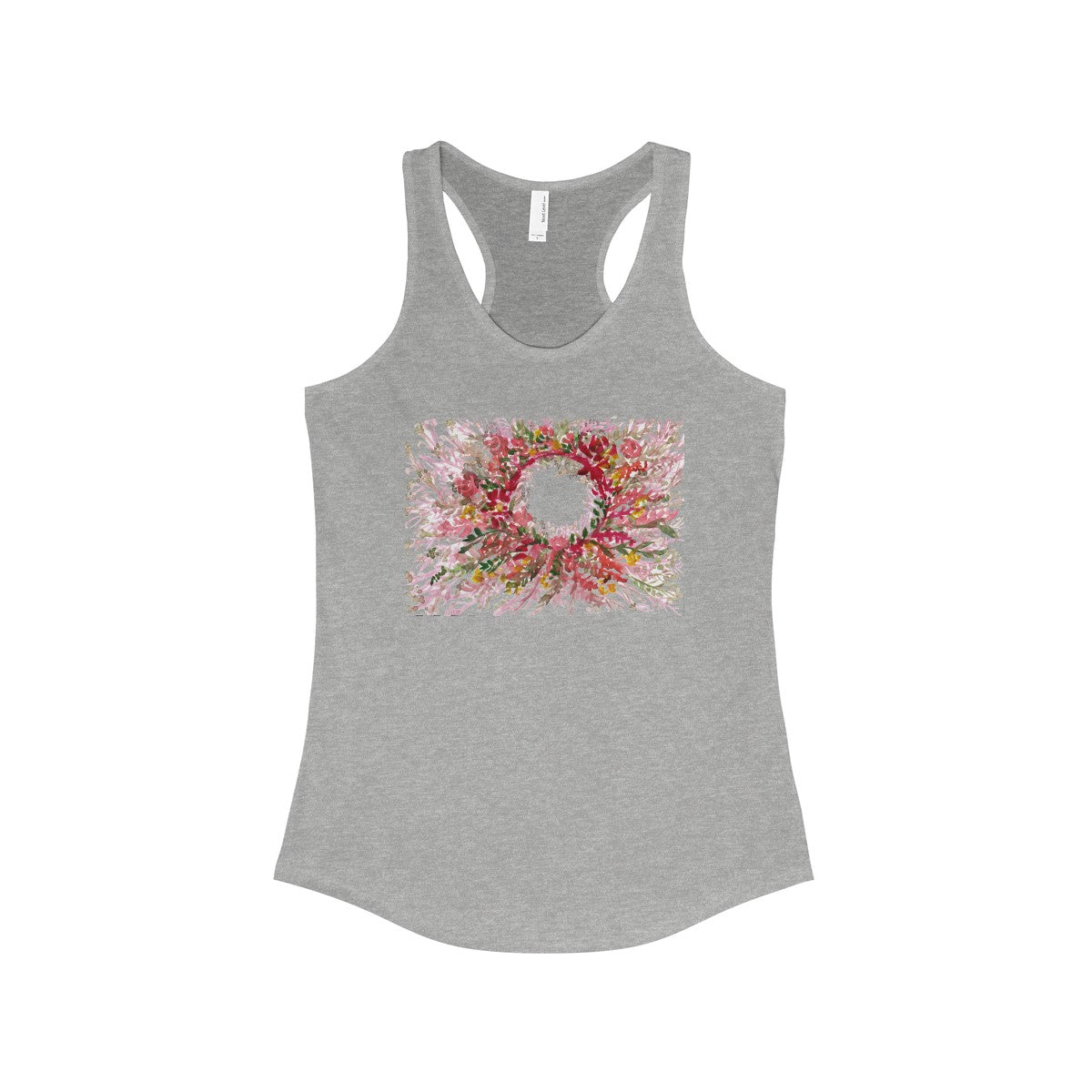 Red Floral Print Women's Racerback Tank Top, Fashionable Tanks- Made in the USA (US Size: XS-2XL)-Tank Top-90/10 Heather Gray-L-Heidi Kimura Art LLC Red Floral Print Tank, Red Orange Autumn Fall Inspired Floral Women's Ideal Racerback Tank - Made in the USA (US Size: XS-2XL)