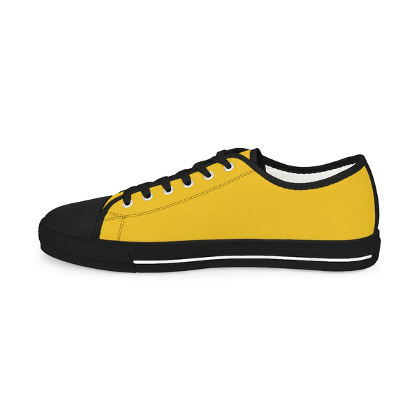 Yellow Color Men's Sneakers, Solid Color Modern Minimalist Best Breathable Designer Men's Low Top Canvas Fashion Sneakers With Durable Rubber Outsoles and Shock-Absorbing Layer and Memory Foam Insoles (US Size: 5-14)