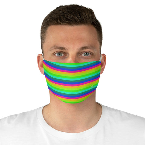 Colorful Striped Adult Face Mask, Horizontally Stripe Face Mask, Designer Horizontally Stripes Fashion Face Mask For Men/ Women, Designer Premium Quality Modern Polyester Fashion 7.25" x 4.63" Fabric Non-Medical Reusable Washable Chic One-Size Face Mask With 2 Layers For Adults With Elastic Loops-Made in USA