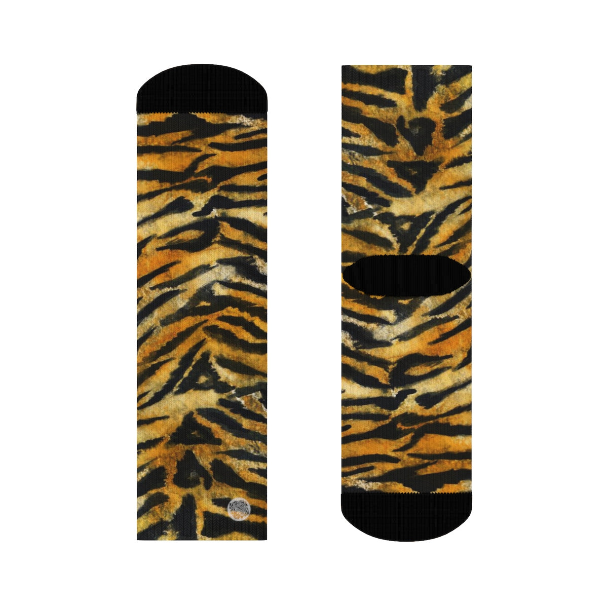 Tiger Stripe Print Socks, Best Luxury Orange Animal Print Designer Women's/ Men's Socks-Socks-3/4 Crew-Heidi Kimura Art LLC