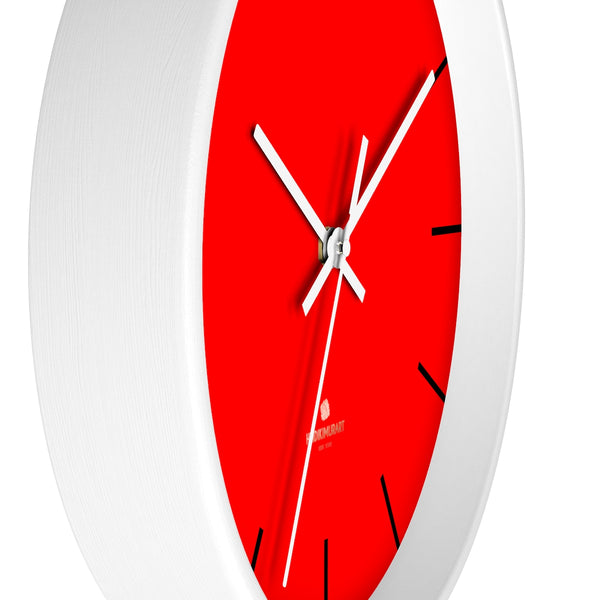 Solid Bright Red Color Plain Modern 10" Diameter Large Wall Clock- Made in USA-Wall Clock-Heidi Kimura Art LLC