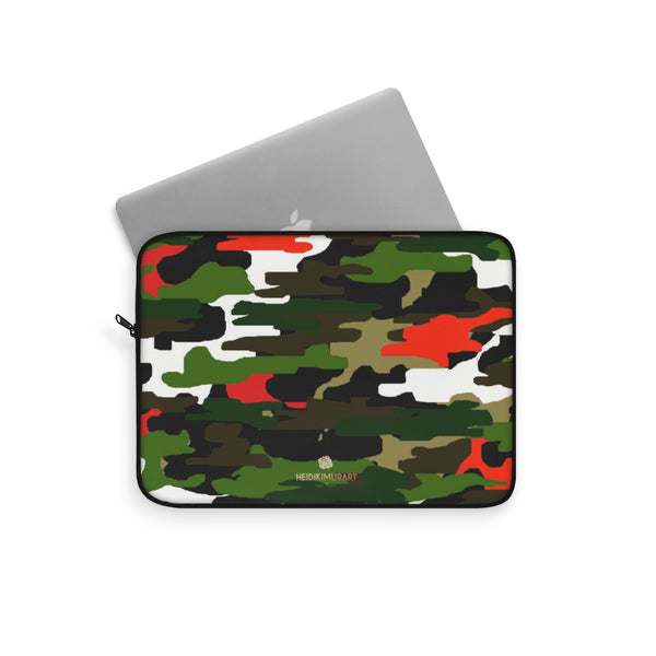 Red Green Camo Military Army Print 12",13",15" Computer Bag Laptop Sleeve- Made in USA-Laptop Sleeve-Heidi Kimura Art LLC