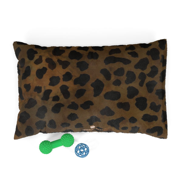 Brown Leopard Animal Print Deluxe 28"x18", 40"x30", 50"x40" (Large, Medium, Small Size) Pet Bed-Pet Beds-28x18-Heidi Kimura Art LLC