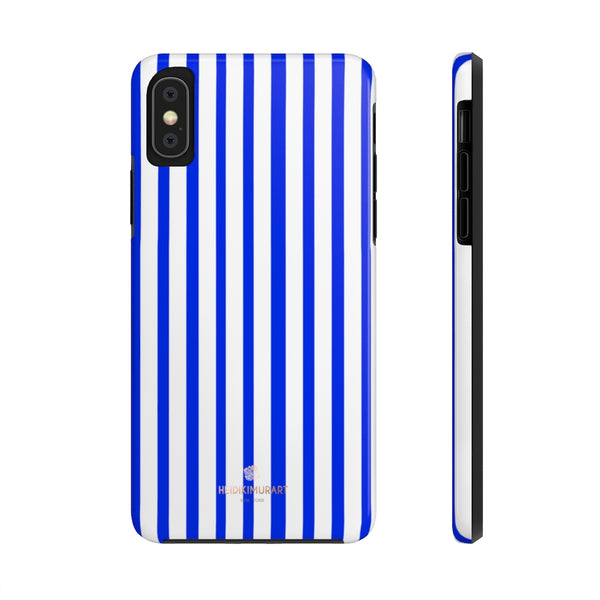 Blue Striped iPhone Case, Designer Case Mate Tough Samsung Galaxy Phone Cases-Phone Case-Printify-iPhone XS-Heidi Kimura Art LLC