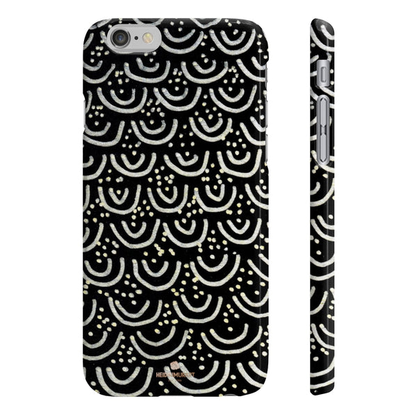 Black Mermaid Scale Print Slim iPhone/ Samsung Galaxy Phone Case, Made in UK-Phone Case-iPhone 6/6S Slim-Glossy-Heidi Kimura Art LLC