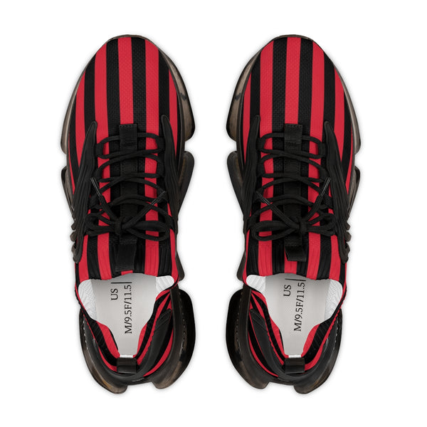 Red Striped Print Men's Shoes, Best Comfy Men's Mesh Sports Sneakers Shoes (US Size: 5-12)