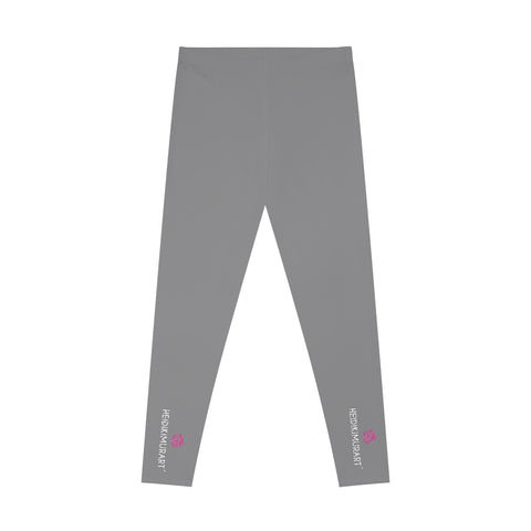 Ash Grey Solid Color Tights, Women's Stretchy Leggings- Made in USA