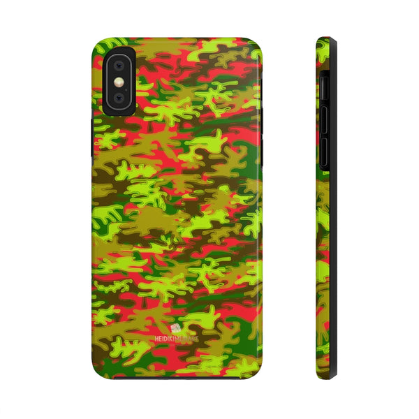 Red Green Camo iPhone Case, Case Mate Tough Samsung Galaxy Phone Cases-Phone Case-Printify-iPhone XS-Heidi Kimura Art LLC