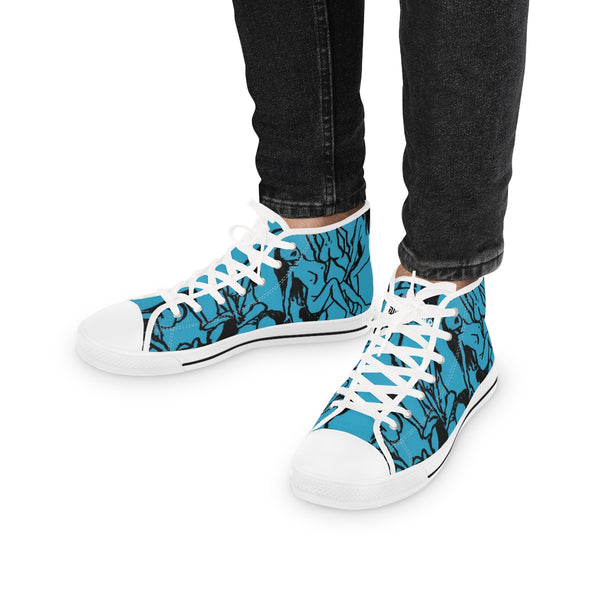 Turquoise Nude Men's High Tops, Modern Minimalist Best Men's High Top Sneakers