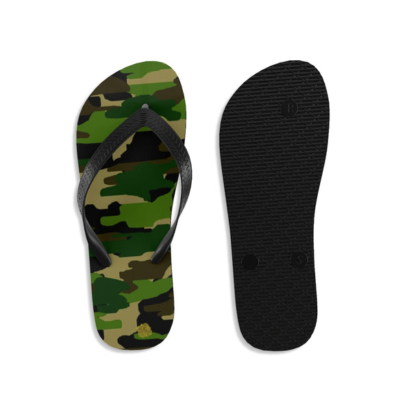 Camouflage Military Army Print Classic Print Unisex Designer Flip-Flops - Made in USA-Flip-Flops-Heidi Kimura Art LLCCamouflage Print Flip Flops, Green Brown Premium Quality Camouflage Military Army Print Classic Print Unisex Designer Flip-Flops - Made in USA (US Size: S/M/L)