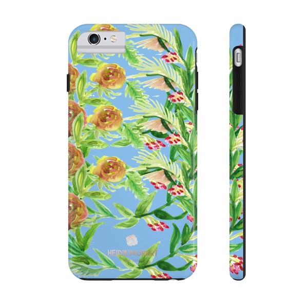 Blue Orange Floral Print Phone Case, Flower Case Mate Tough Phone Cases-Made in USA - Heidikimurart Limited 