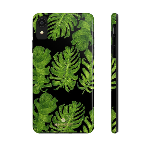 Black Tropical Leaf iPhone Case, Case Mate Tough Samsung Galaxy Phone Cases-Phone Case-Printify-iPhone XR-Heidi Kimura Art LLC