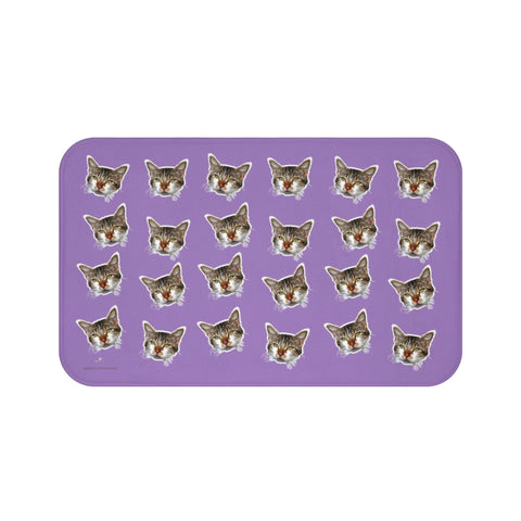 Purple Cat Print Bath Mat, Luxury Calico Cat Soft Microfiber Bathroom Rug- Printed in USA-Home Decor-Large 34x21-Heidi Kimura Art LLC