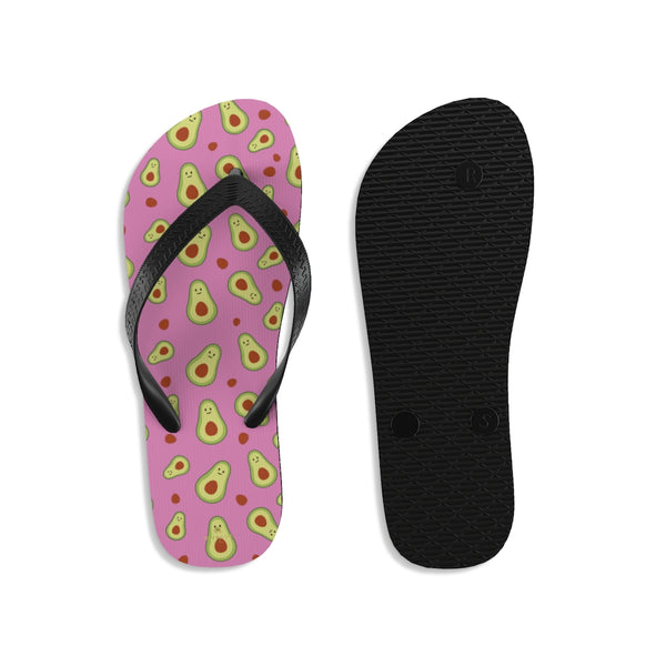 Pink Green Avocado Cute Print Unisex Flip-Flops Sandals For Men & Women- Made in USA-Flip-Flops-Heidi Kimura Art LLC