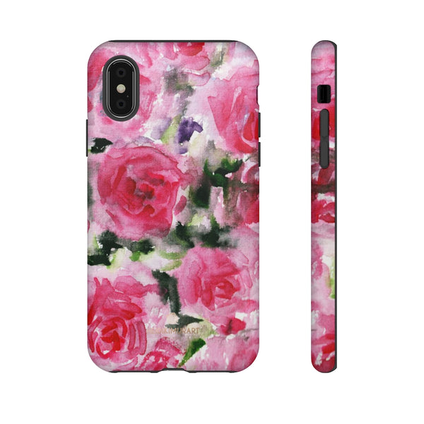 Pink Rose Floral Tough Cases, Roses Flower Print Best Designer Phone Case-Made in USA-Phone Case-Printify-iPhone X-Matte-Heidi Kimura Art LLC