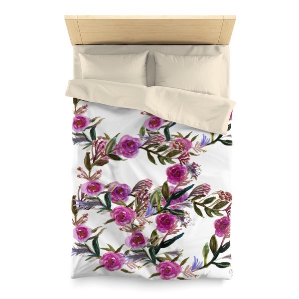 Cute Purple Rose Floral Print Soft Polyester Microfiber Duvet Cover Fashion Bedding-Duvet Cover-Twin-Cream-Heidi Kimura Art LLC