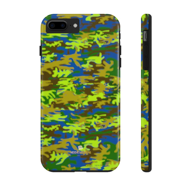 Blue Green Camo iPhone Case, Case Mate Tough Samsung Galaxy Phone Cases-Phone Case-Printify-iPhone 7 Plus, iPhone 8 Plus Tough-Heidi Kimura Art LLC