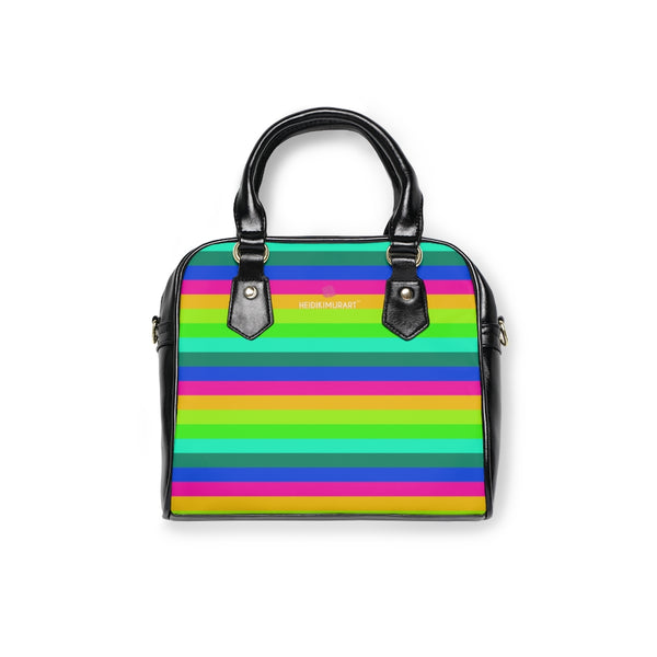 Best Rainbow Small Handbag, Colorful Best Designer Ladies' 9.45" x 8.27" Over The Shoulder High-Grade PU Leather Polyester Handbag With Removable And Adjustable PU Leather Shoulder Strap