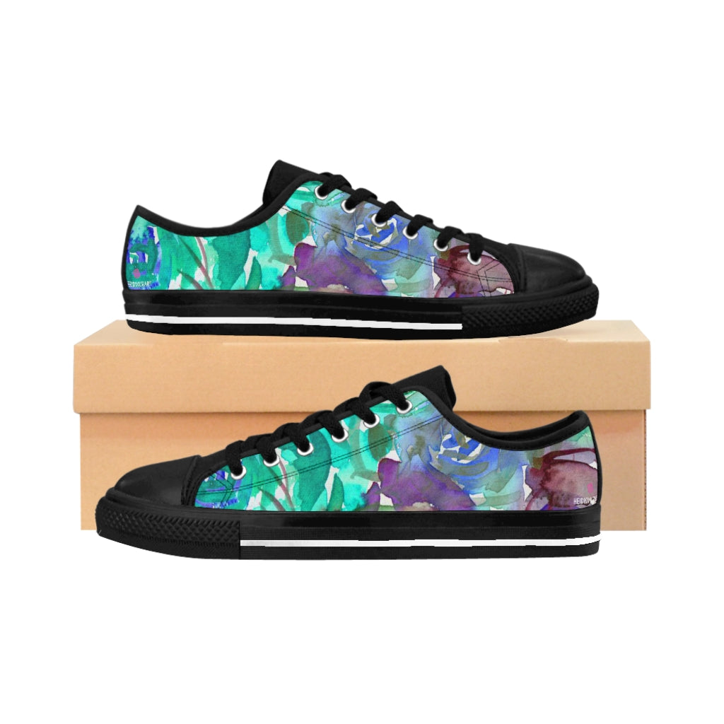 Blue Floral Rose Women's Sneakers, Flower Print Designer Low Top Women's Canvas Bright Best Quality Premium Fashion Casual Sneakers Tennis Running Athletic Shoes (US Size: 6-12) Floral Sneakers, Women's Fashion Canvas Sneakers Shoes Colorful Rose Print Tennis Shoes, Floral Sneakers & Athletic Shoes, Women's Floral Shoes, Floral Shoe For Women, Floral Canvas Sneakers, Sneakers With Flowers Print On Them, Floral Sneakers Womens