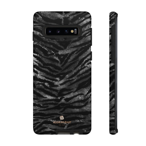 Black Tiger Stripe Tough Cases, Animal Print Best Designer Phone Case-Made in USA-Phone Case-Printify-Samsung Galaxy S10-Glossy-Heidi Kimura Art LLC