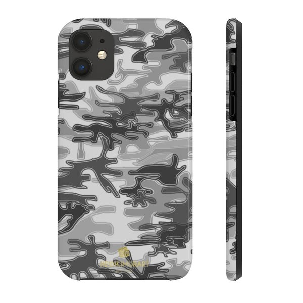 Grey Camo Print iPhone Case, Army Camoflage Case Mate Tough Phone Cases-Phone Case-Printify-iPhone 11-Heidi Kimura Art LLC