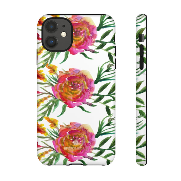 Pink Rose Floral Phone Case, Flower Print Tough Designer Phone Case -Made in USA-Phone Case-Printify-iPhone 11-Matte-Heidi Kimura Art LLC