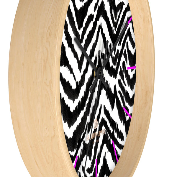 Black White Zebra Print Designer Best Quality 10 in. Dia. Indoor Wall Clock- Made in USA-Wall Clock-Heidi Kimura Art LLC