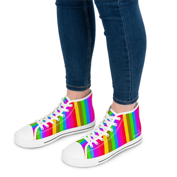 Rainbow Striped Women's High Tops