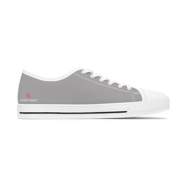 Ash Gray Color Ladies' Sneakers, Solid Grey Color Women's Canvas Fashion Low Top Sneakers (US Size: 5.5-12)