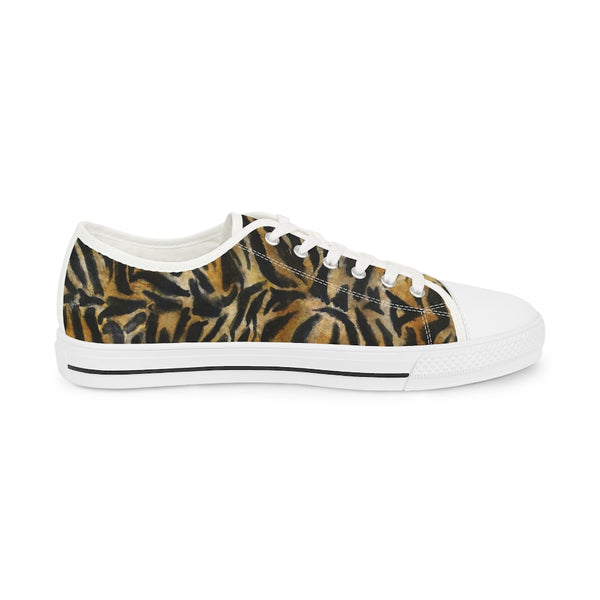 Brown Tiger Men's Tennis Shoes, Animal Print Tiger Stripes Best Breathable Designer Men's Low Top Canvas Fashion Sneakers With Durable Rubber Outsoles and Shock-Absorbing Layer and Memory Foam Insoles (US Size: 5-14)