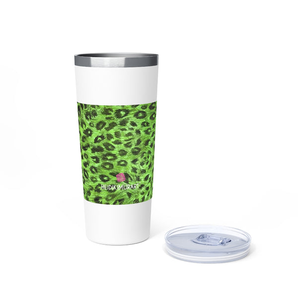 Green Leopard Print Tumbler, Copper Vacuum Insulated Tumbler, 22oz