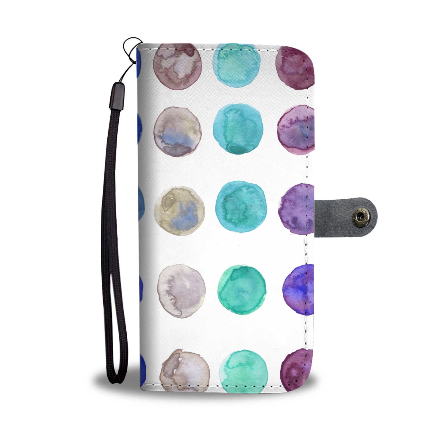 White Nordic Colorful Dots Abstract Watercolor Print Designer Wallet Cell Phone Case